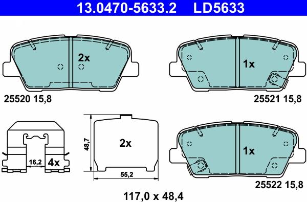 ATE 13.0470-5633.2 - Kit de plaquettes de frein, frein à disque cwaw.fr