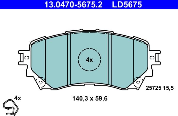 ATE 13.0470-5675.2 - Kit de plaquettes de frein, frein à disque cwaw.fr