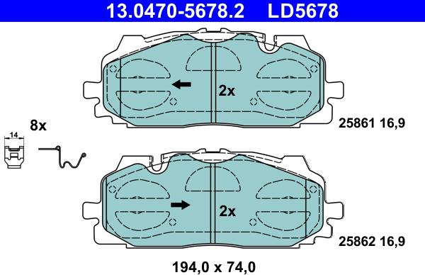 ATE 13.0470-5678.2 - Kit de plaquettes de frein, frein à disque cwaw.fr