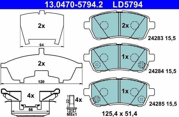 ATE 13.0470-5794.2 - Kit de plaquettes de frein, frein à disque cwaw.fr