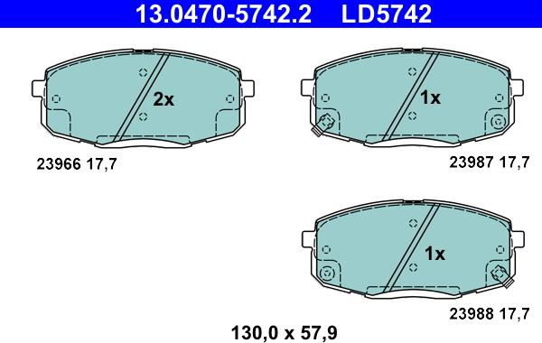 ATE 13.0470-5742.2 - Kit de plaquettes de frein, frein à disque cwaw.fr