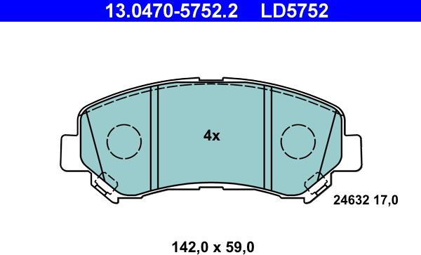 ATE 13.0470-5752.2 - Kit de plaquettes de frein, frein à disque cwaw.fr