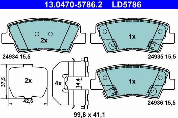 ATE 13.0470-5786.2 - Kit de plaquettes de frein, frein à disque cwaw.fr