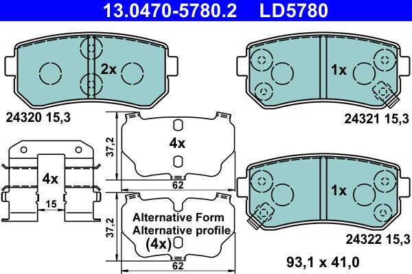 ATE 13.0470-5780.2 - Kit de plaquettes de frein, frein à disque cwaw.fr