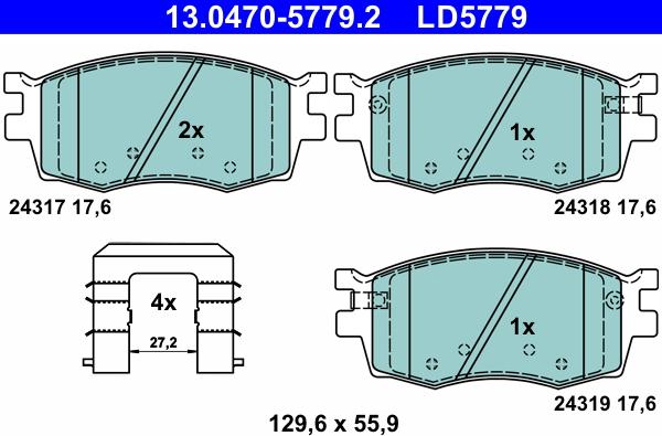 ATE 13.0470-5779.2 - Kit de plaquettes de frein, frein à disque cwaw.fr