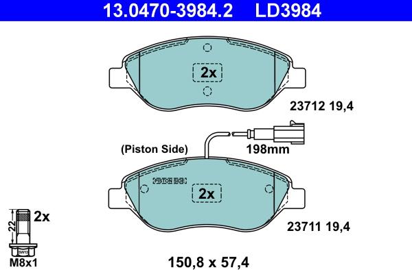 ATE 13.0470-3984.2 - Kit de plaquettes de frein, frein à disque cwaw.fr