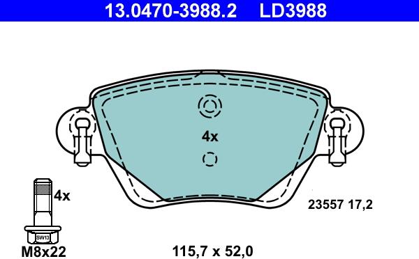 ATE 13.0470-3988.2 - Kit de plaquettes de frein, frein à disque cwaw.fr