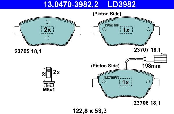 ATE 13.0470-3982.2 - Kit de plaquettes de frein, frein à disque cwaw.fr