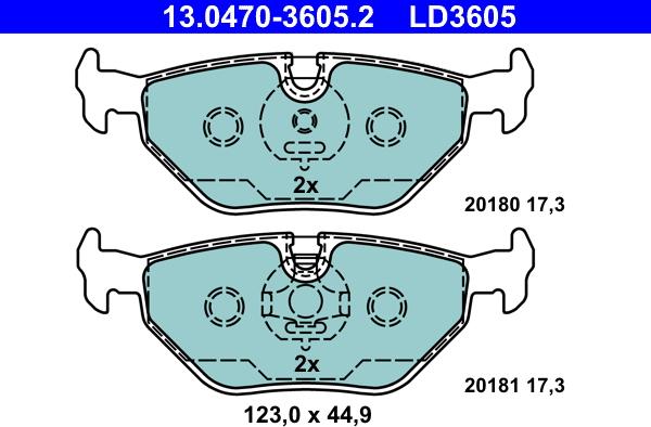 ATE 13.0470-3605.2 - Kit de plaquettes de frein, frein à disque cwaw.fr