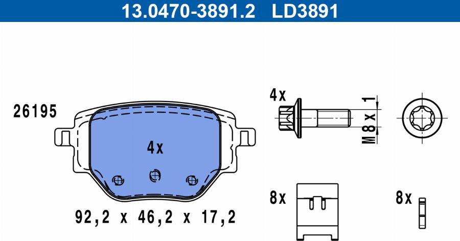 ATE 13.0470-3891.2 - Kit de plaquettes de frein, frein à disque cwaw.fr