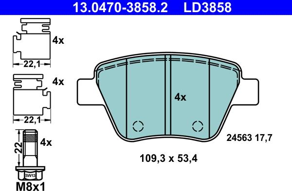 ATE 13.0470-3858.2 - Kit de plaquettes de frein, frein à disque cwaw.fr