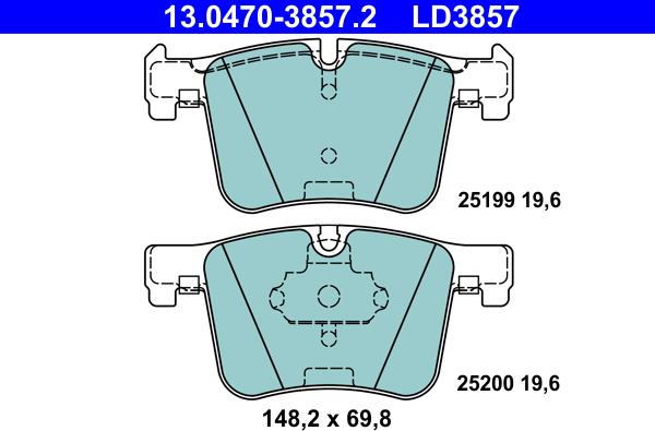 ATE 13.0470-3857.2 - Kit de plaquettes de frein, frein à disque cwaw.fr