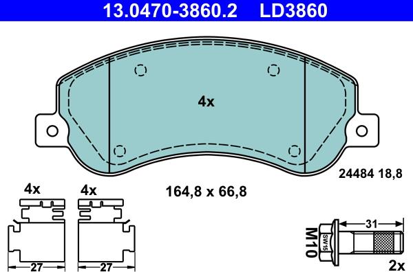 ATE 13.0470-3860.2 - Kit de plaquettes de frein, frein à disque cwaw.fr