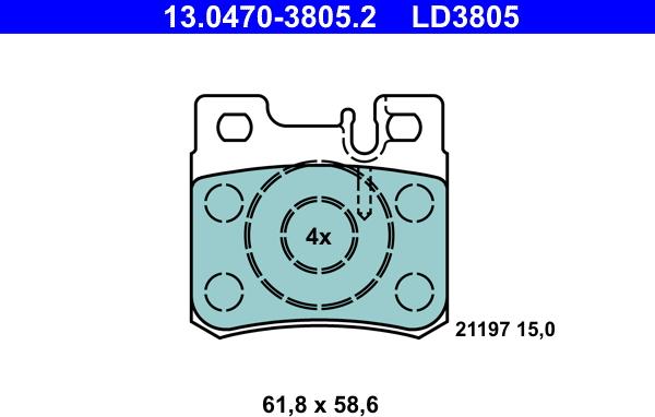 ATE 13.0470-3805.2 - Kit de plaquettes de frein, frein à disque cwaw.fr