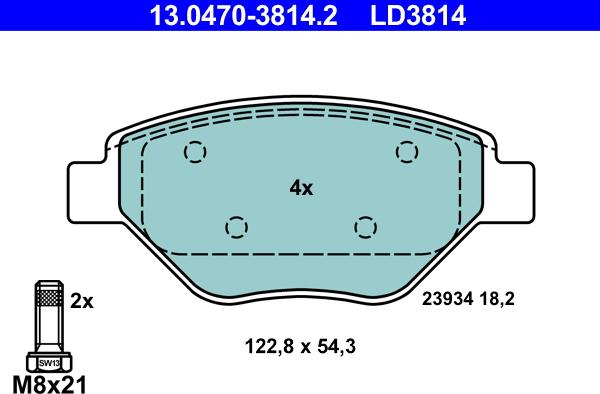 ATE 13.0470-3814.2 - Kit de plaquettes de frein, frein à disque cwaw.fr