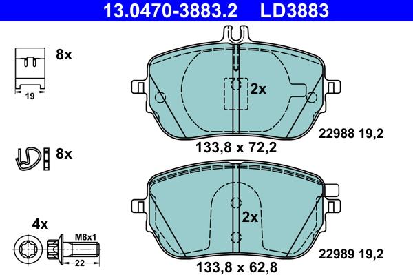 ATE 13.0470-3883.2 - Kit de plaquettes de frein, frein à disque cwaw.fr