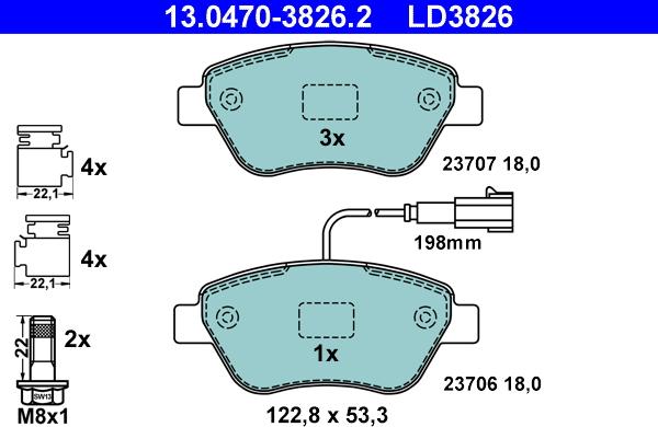 ATE 13.0470-3826.2 - Kit de plaquettes de frein, frein à disque cwaw.fr