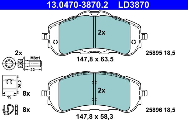 ATE 13.0470-3870.2 - Kit de plaquettes de frein, frein à disque cwaw.fr