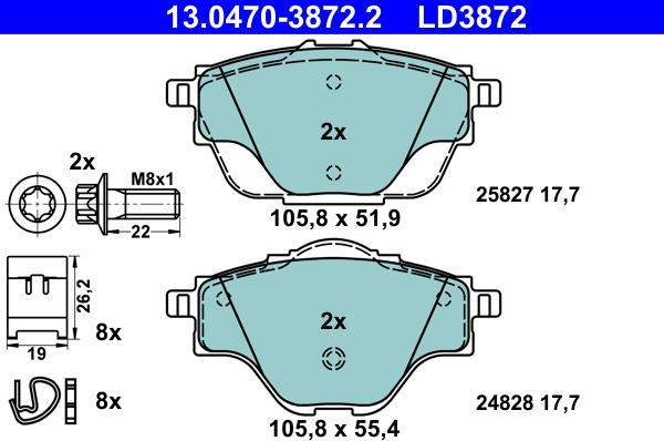 ATE 13.0470-3872.2 - Kit de plaquettes de frein, frein à disque cwaw.fr