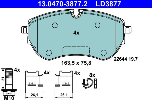 ATE 13.0470-3877.2 - Kit de plaquettes de frein, frein à disque cwaw.fr