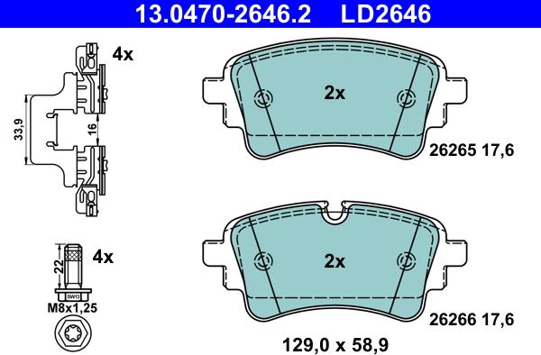 ATE 13.0470-2646.2 - Kit de plaquettes de frein, frein à disque cwaw.fr