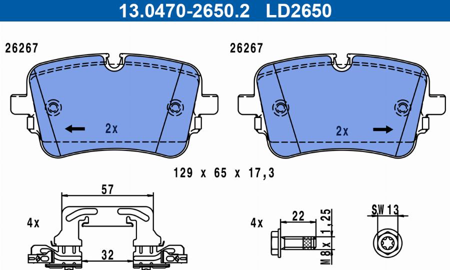 ATE 13.0470-2650.2 - Kit de plaquettes de frein, frein à disque cwaw.fr