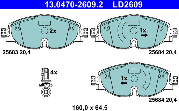 ATE 13.0470-2609.2 - Kit de plaquettes de frein, frein à disque cwaw.fr