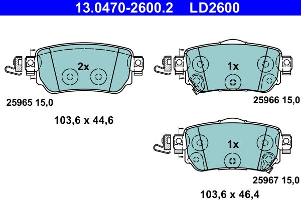 ATE 13.0470-2600.2 - Kit de plaquettes de frein, frein à disque cwaw.fr