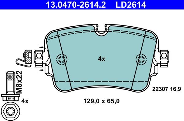 ATE 13.0470-2614.2 - Kit de plaquettes de frein, frein à disque cwaw.fr