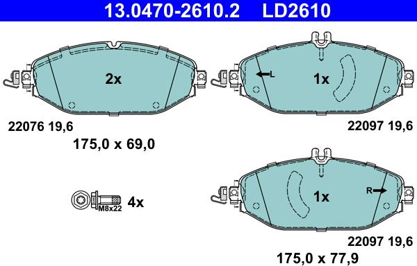 ATE 13.0470-2610.2 - Kit de plaquettes de frein, frein à disque cwaw.fr