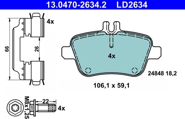 ATE 13.0470-2634.2 - Kit de plaquettes de frein, frein à disque cwaw.fr