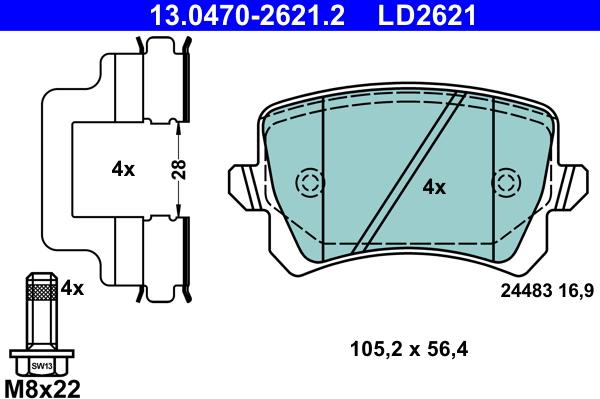 ATE 13.0470-2621.2 - Kit de plaquettes de frein, frein à disque cwaw.fr