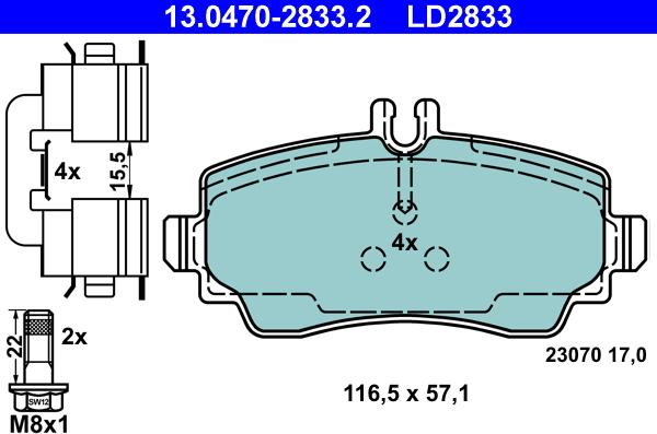 ATE 13.0470-2833.2 - Kit de plaquettes de frein, frein à disque cwaw.fr