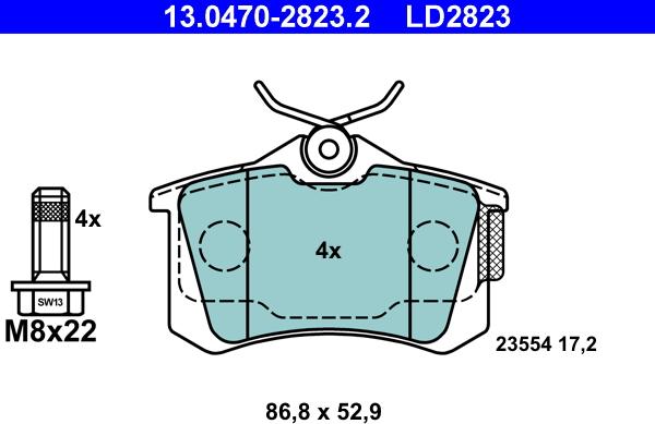 ATE 13.0470-2823.2 - Kit de plaquettes de frein, frein à disque cwaw.fr