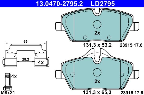 ATE 13.0470-2795.2 - Kit de plaquettes de frein, frein à disque cwaw.fr