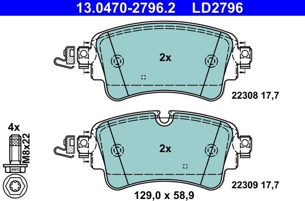 ATE 13.0470-2796.2 - Kit de plaquettes de frein, frein à disque cwaw.fr