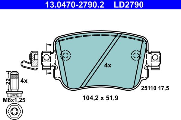 ATE 13.0470-2790.2 - Kit de plaquettes de frein, frein à disque cwaw.fr