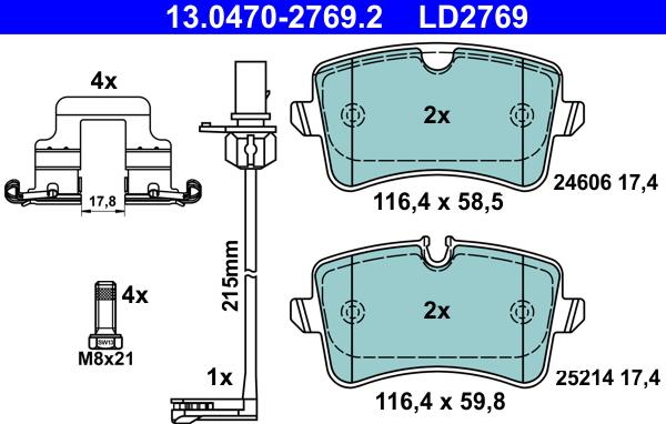 ATE 13.0470-2769.2 - Kit de plaquettes de frein, frein à disque cwaw.fr