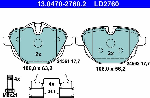 ATE 13.0470-2760.2 - Kit de plaquettes de frein, frein à disque cwaw.fr