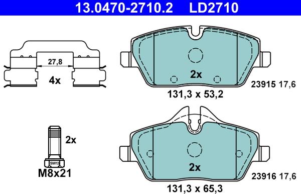 ATE 13.0470-2710.2 - Kit de plaquettes de frein, frein à disque cwaw.fr