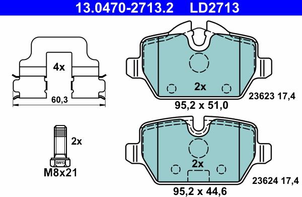 ATE 13.0470-2713.2 - Kit de plaquettes de frein, frein à disque cwaw.fr