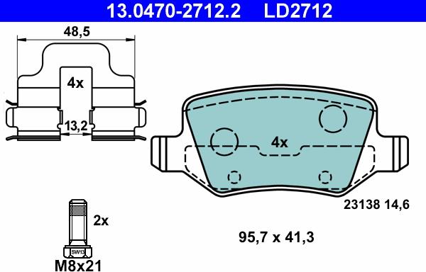 ATE 13.0470-2712.2 - Kit de plaquettes de frein, frein à disque cwaw.fr