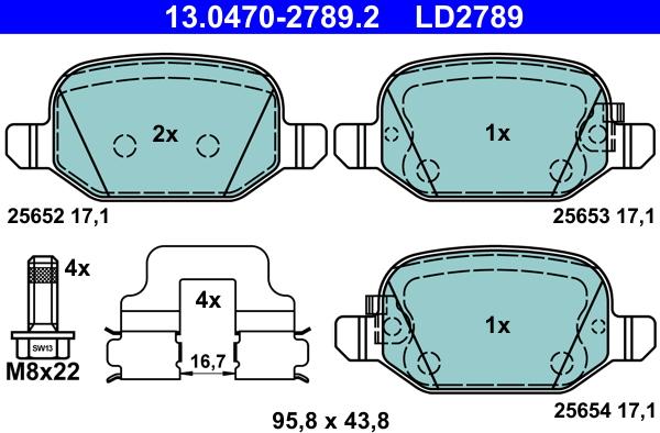 ATE 13.0470-2789.2 - Kit de plaquettes de frein, frein à disque cwaw.fr