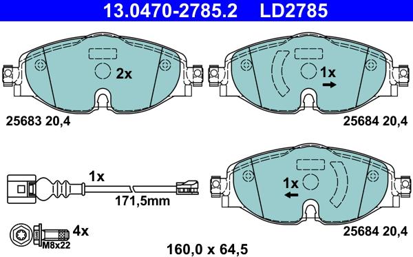 ATE 13.0470-2785.2 - Kit de plaquettes de frein, frein à disque cwaw.fr