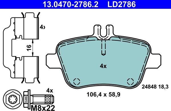 ATE 13.0470-2786.2 - Kit de plaquettes de frein, frein à disque cwaw.fr