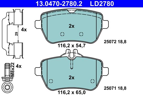 ATE 13.0470-2780.2 - Kit de plaquettes de frein, frein à disque cwaw.fr