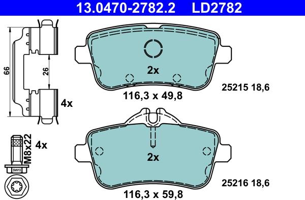 ATE 13.0470-2782.2 - Kit de plaquettes de frein, frein à disque cwaw.fr