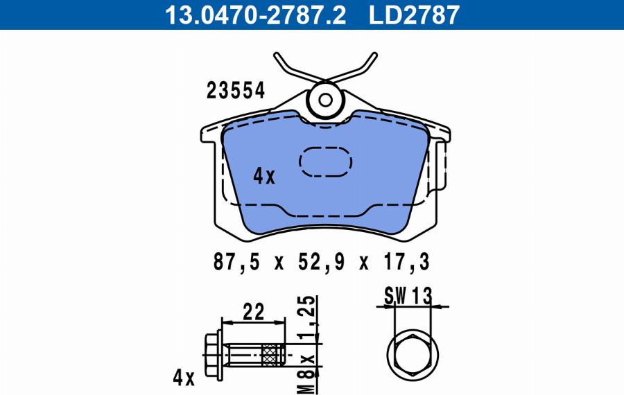 ATE 13.0470-2787.2 - Kit de plaquettes de frein, frein à disque cwaw.fr