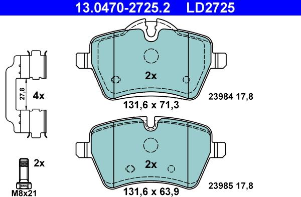 ATE 13.0470-2725.2 - Kit de plaquettes de frein, frein à disque cwaw.fr