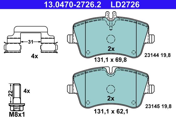 ATE 13.0470-2726.2 - Kit de plaquettes de frein, frein à disque cwaw.fr